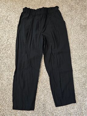 Women's Black Elastic-Waist Relaxed Pants
